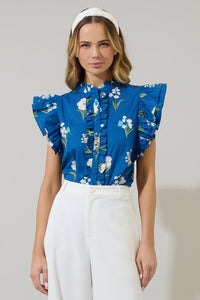 Madison Floral Sleeveless Ruffle Top