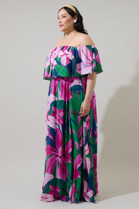 Ellerton Tropics Enamored Off the Shoulder Ruffle Dress Curve