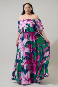 Ellerton Tropics Enamored Off the Shoulder Ruffle Dress Curve