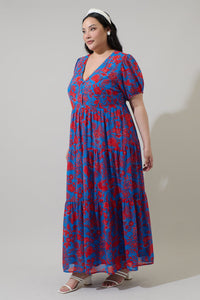 Calla Floral Monaco Long Tiered Maxi Dress Curve