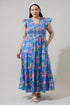 Faro Floral Sunfire Tiered Midi Dress Curve