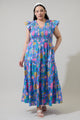 Faro Floral Sunfire Tiered Midi Dress Curve