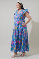 Faro Floral Sunfire Tiered Midi Dress Curve