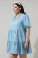 Haysville Jacey Babydoll Chambray Mini Dress Curve