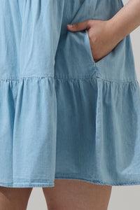 Haysville Jacey Babydoll Chambray Mini Dress Curve