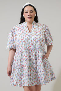 Lara Floral Dixie Split Neck Shift Dress Curve