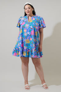 Faro Floral Celeste Mini Dress Curve