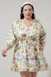 Pany Floral Dabria Split Neck Mini Dress Curve