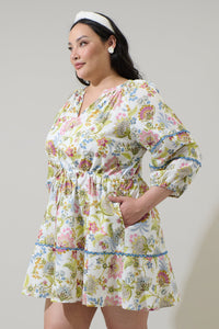 Pany Floral Dabria Split Neck Mini Dress Curve