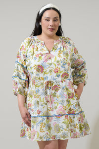 Pany Floral Dabria Split Neck Mini Dress Curve