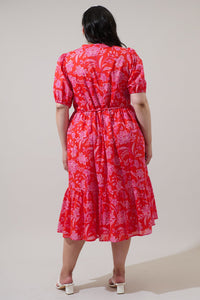 Aria Floral Beth Button Down Midi Dress Curve