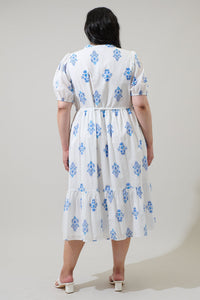 Yila Floral Beth Button Down Midi Dress Curve