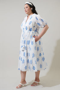 Yila Floral Beth Button Down Midi Dress Curve