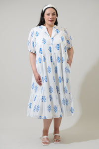 Yila Floral Beth Button Down Midi Dress Curve