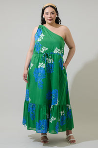 Hemmi Floral Elya One Shoulder Maxi Dress Curve