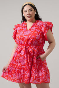 Aria Floral Eriny Ruffle Mini Dress Curve