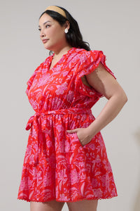 Aria Floral Eriny Ruffle Mini Dress Curve