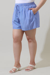 Elise Striped Taliya Drawstring Shorts Curve