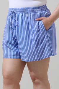 Elise Striped Taliya Drawstring Shorts Curve