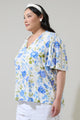 Milla Floral Ruffle Split Neck Dupont Top Curve