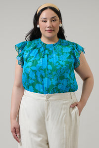 Amren Floral Veda Cap Sleeve Top Curve