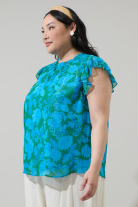 Amren Floral Veda Cap Sleeve Top Curve