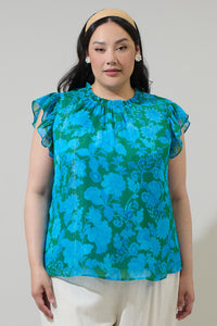 Amren Floral Veda Cap Sleeve Top Curve