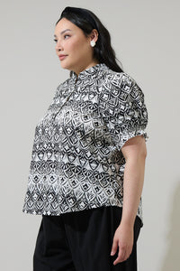 La Palma Floral Clove Puff Sleeve Top Curve