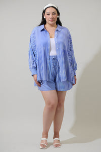 Elise Striped Boyfriend Button Down Shirt Curve