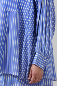 Elise Striped Boyfriend Button Down Shirt Curve