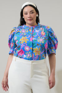 Faro Floral Klina Drape Sleeve Top Curve