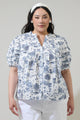 Renzo Toile Court Button Down Top Curve