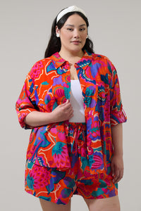 Kahlia Tropics Aya Button Down Shirt Curve