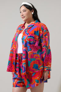 Kahlia Tropics Aya Button Down Shirt Curve