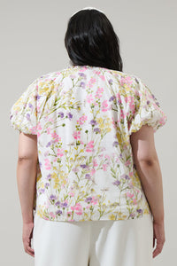 Lita Floral Avy Button Down Top Curve