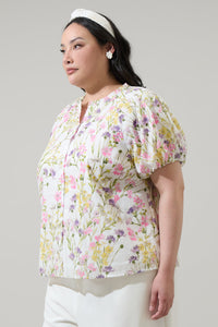 Lita Floral Avy Button Down Top Curve