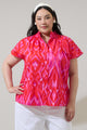 Blevin Ikat Patma Mock Neck Top Curve