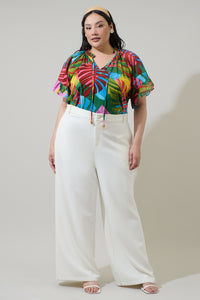 Novi Tropical Erie Split Neck Top Curve