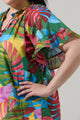 Novi Tropical Erie Split Neck Top Curve