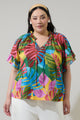 Novi Tropical Erie Split Neck Top Curve