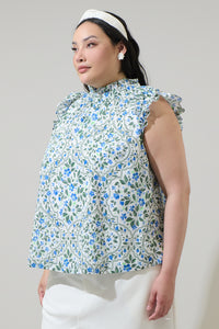 Hilo Floral Zoie Ruffle Top Curve