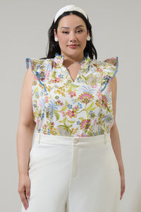 Pany Floral Rayen Ruffle Top Curve