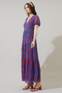 Calla Floral Monaco Long Tiered Maxi Dress