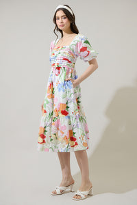 Juliet Floral Paria Pleated Midi Dress