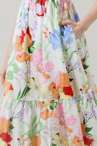 Juliet Floral Paria Pleated Midi Dress