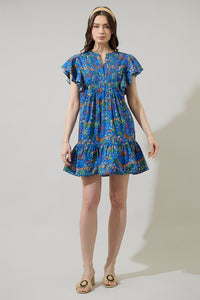 Ruya Floral Lizzy Pleated Ruffle Mini Dress