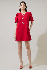 Ruby Heart Shift Mini Dress