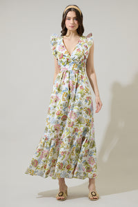 Pany Floral Mawar Ruffle Maxi Dress