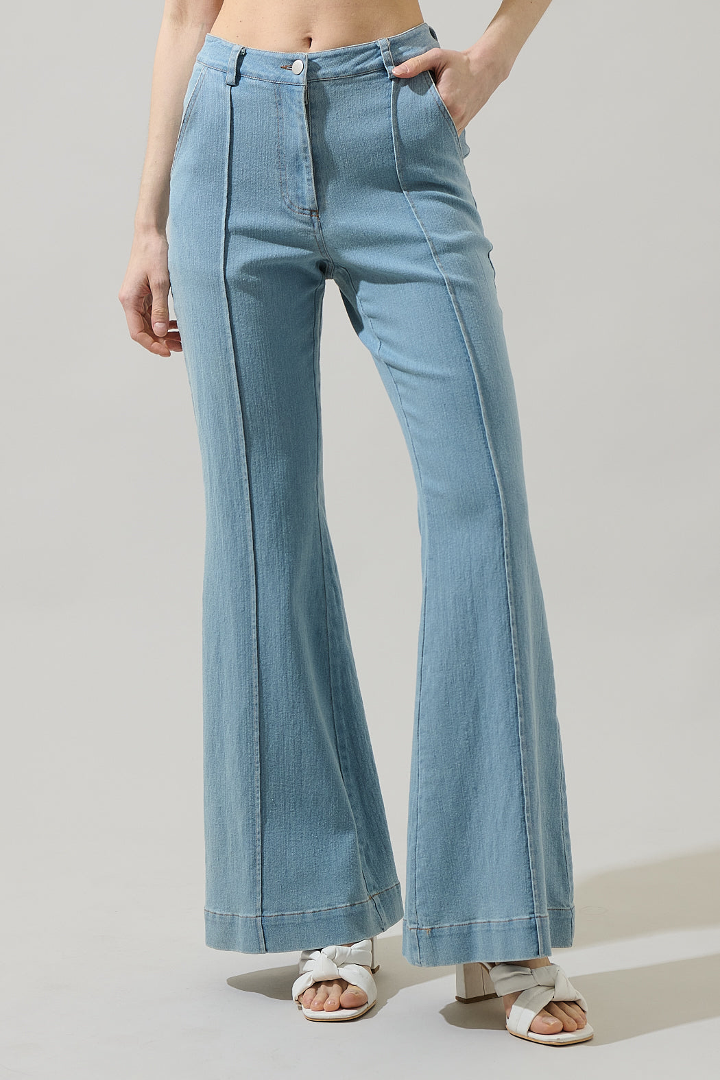dress denim pants women UAMVSH Wide Leg Jeans for Women Casual Summer Business Work Dress Pants with Pockets Baggy Mid Waist Trendy Pull on Denim Pants
