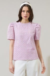 Hadi Eyelet Veronica Puff Sleeve Blouse